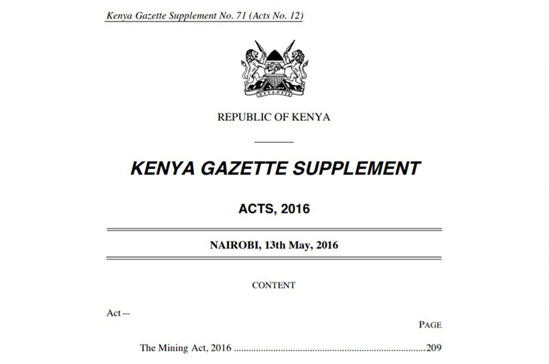 Kenya Mining Act (2016 edition)